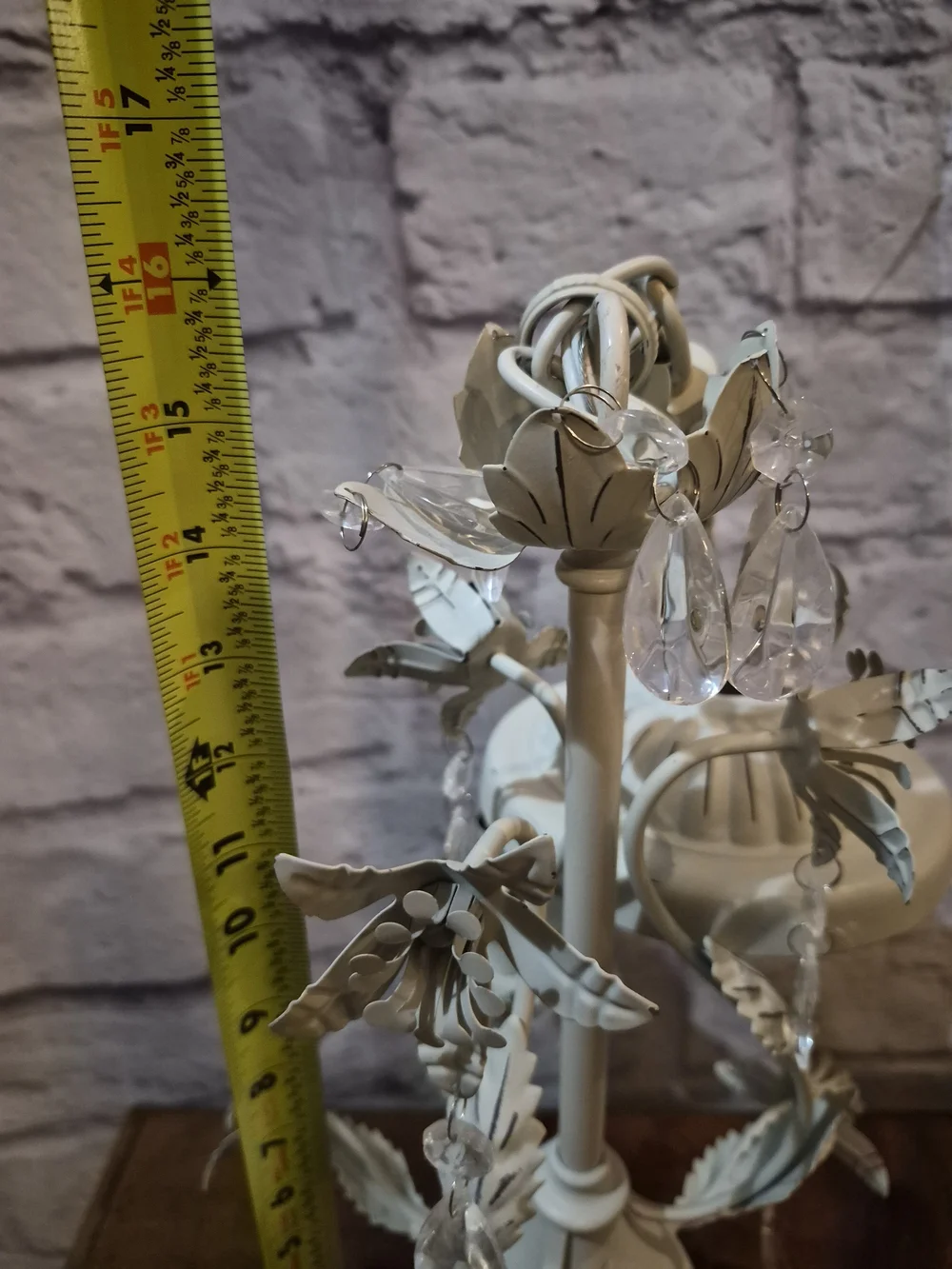 Elegant Cream Metal and Crystal Table Chandelier - Cream